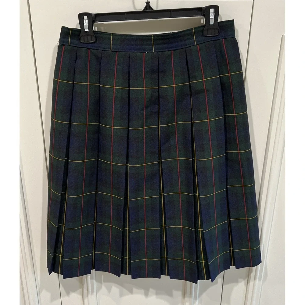 Vtg Dennis Made In USA Women's Size Missy 14 Plaid Skirt Pleated Preppy Academia